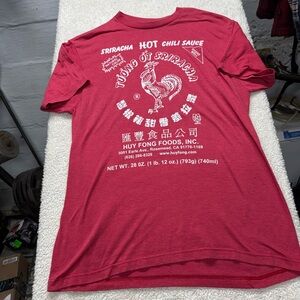 Red Sriracha Graphic T-Shirt, size large